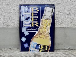 BLECHSCHILD SCHILD BIER FELDSCHLÖSSCHEN ICE BEER WERBESCHILD
