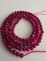 Chalcedon facettiert Rubinrot 3mm Strang