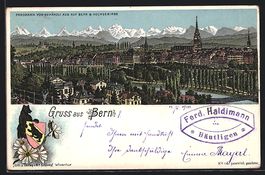 Lithographie Bern, Panorama, 1920