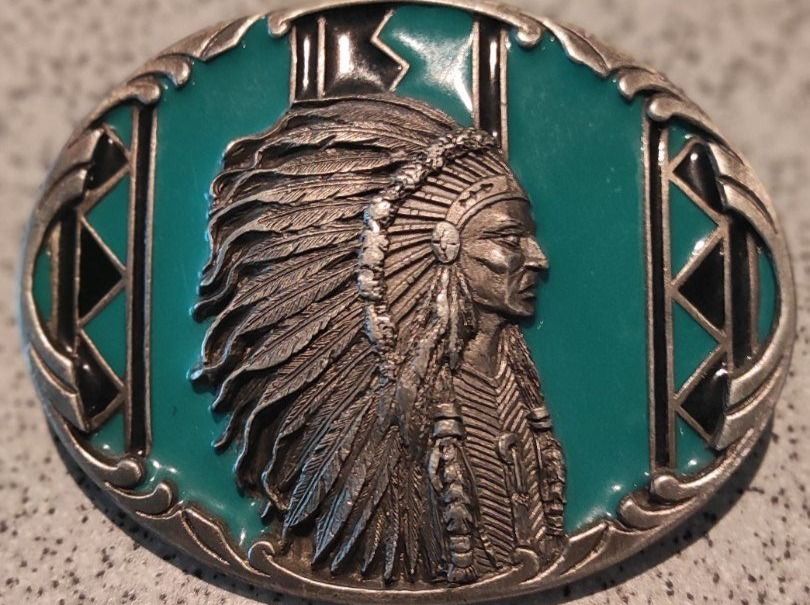 Schnalle123 Indianer Häuptling Gürtelschnalle - 3D Design Für Wechselgürtel