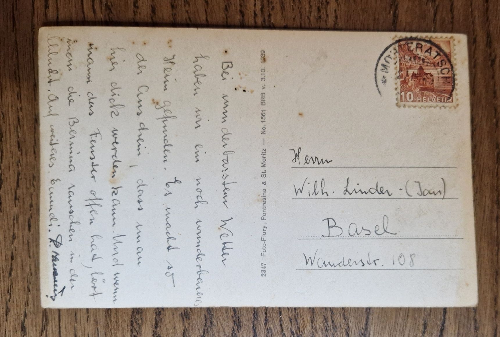 Cartoline postali: Pension Edelweiss, Juf, 1945 – Usato da Ebikon venduto da Donar50 1