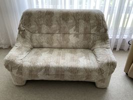 Sofa 2er, Stoff beige/grau