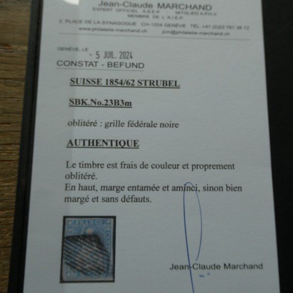 Tous les timbres: STRUBEL° 23 E  mit BEFUND  Kat.Fr. 600.- – D'occasion à Egliswil par Trens01 2