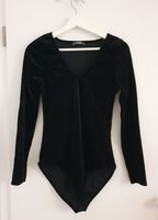 Langarmbody schwarz Glitzer Silvester Weihnachten NEU S/3