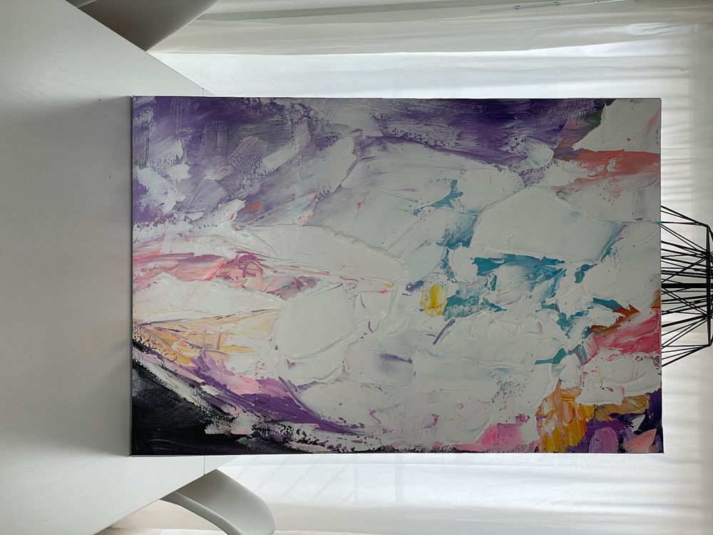 GeekMacro Abstraktes Gemälde – Handbemaltes Ölgemälde Auf Leinwand, Gerahmt 45x30 Cm, Moderne Wandkunst
