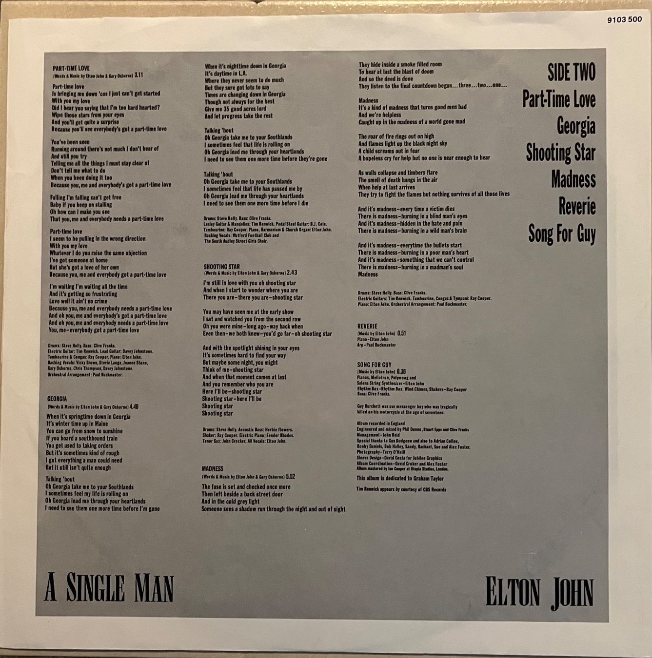 Dischi in vinile: ELTON JOHN - A SINGLE MAN - 33 Tours – Usato da Bussigny venduto da vinyl-pas-cher 6