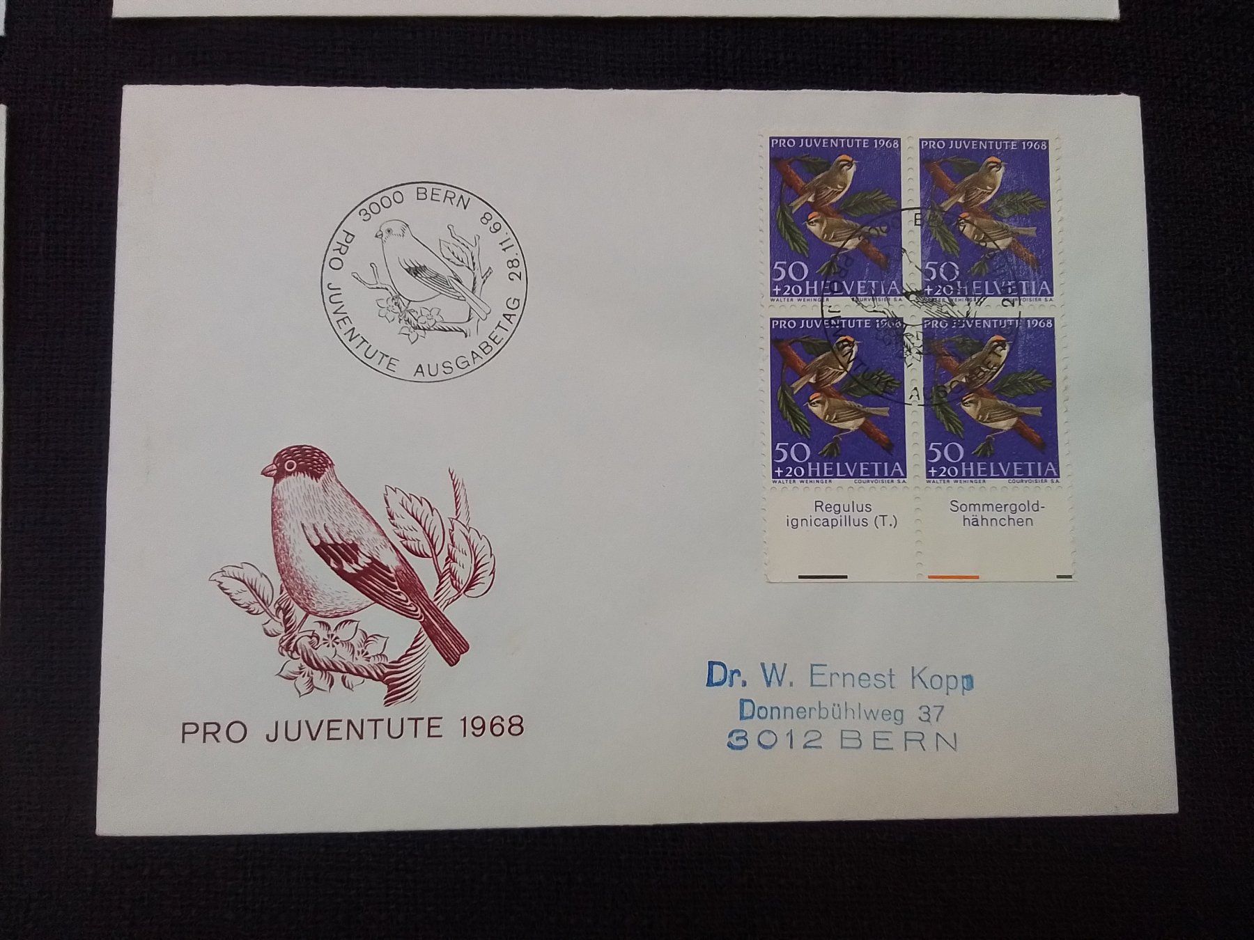 Tutti i francobolli: FDC Pro Juventute Brief 1968 , 4er Block mit tabs – Usato da Reichenburg venduto da Pipo-67 4