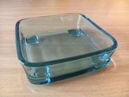 Aschenbecher, Glas, türkis, quadratisch