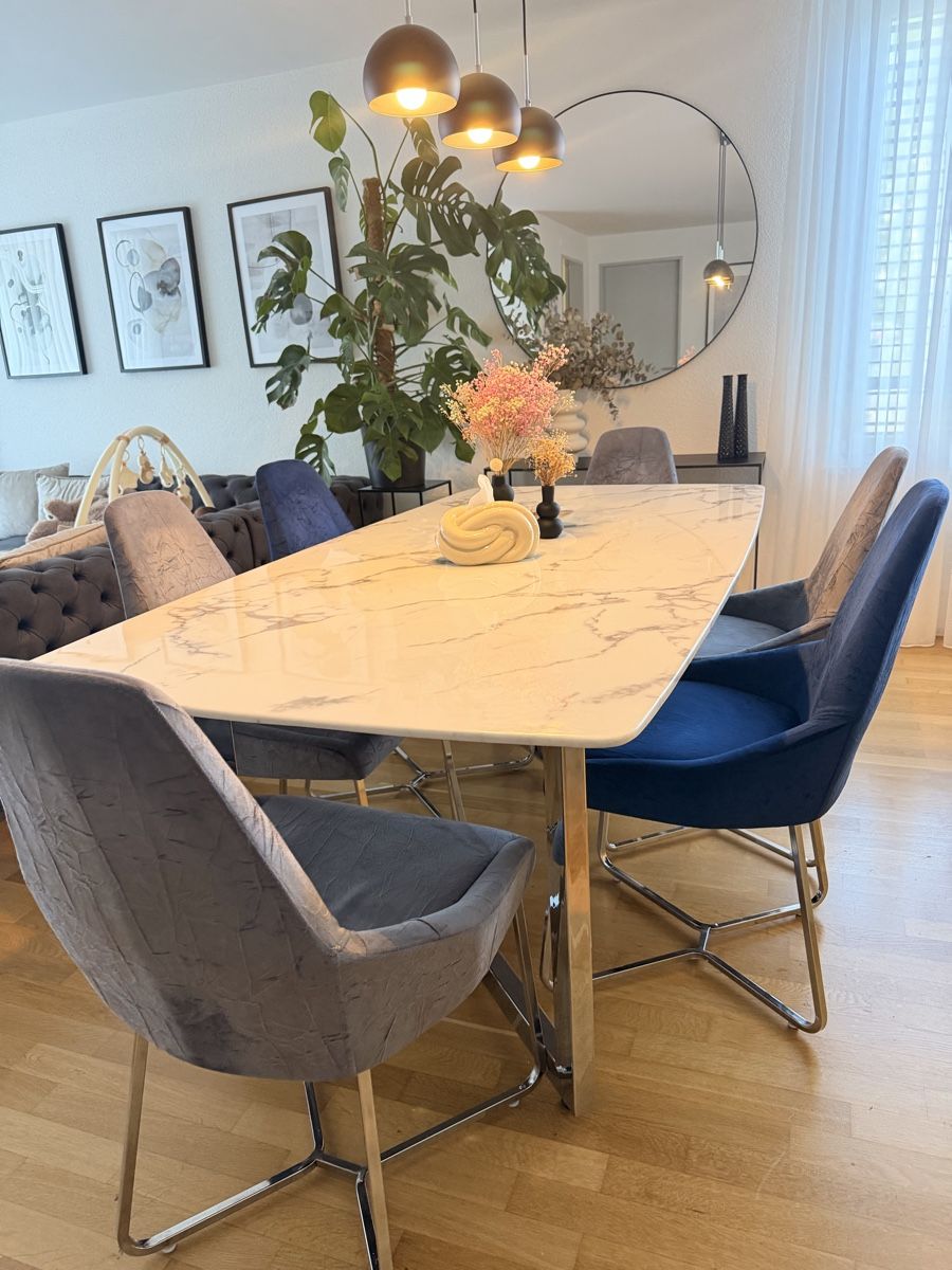 Set de table et chaises: Echter Marmor Esstisch 200 x 100 cm – Neuf (Voir description) à Regensdorf par msg_l7z5 1