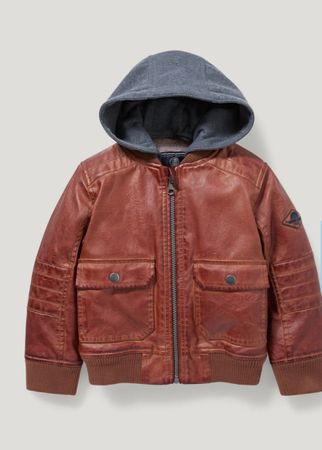 Coole Lederjacke mit Kapuze, Teddyfutter, Gr. 92 *NEU