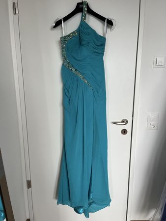Türkis Abendkleid/Ballkleid, Gr. S, One-Shoulder