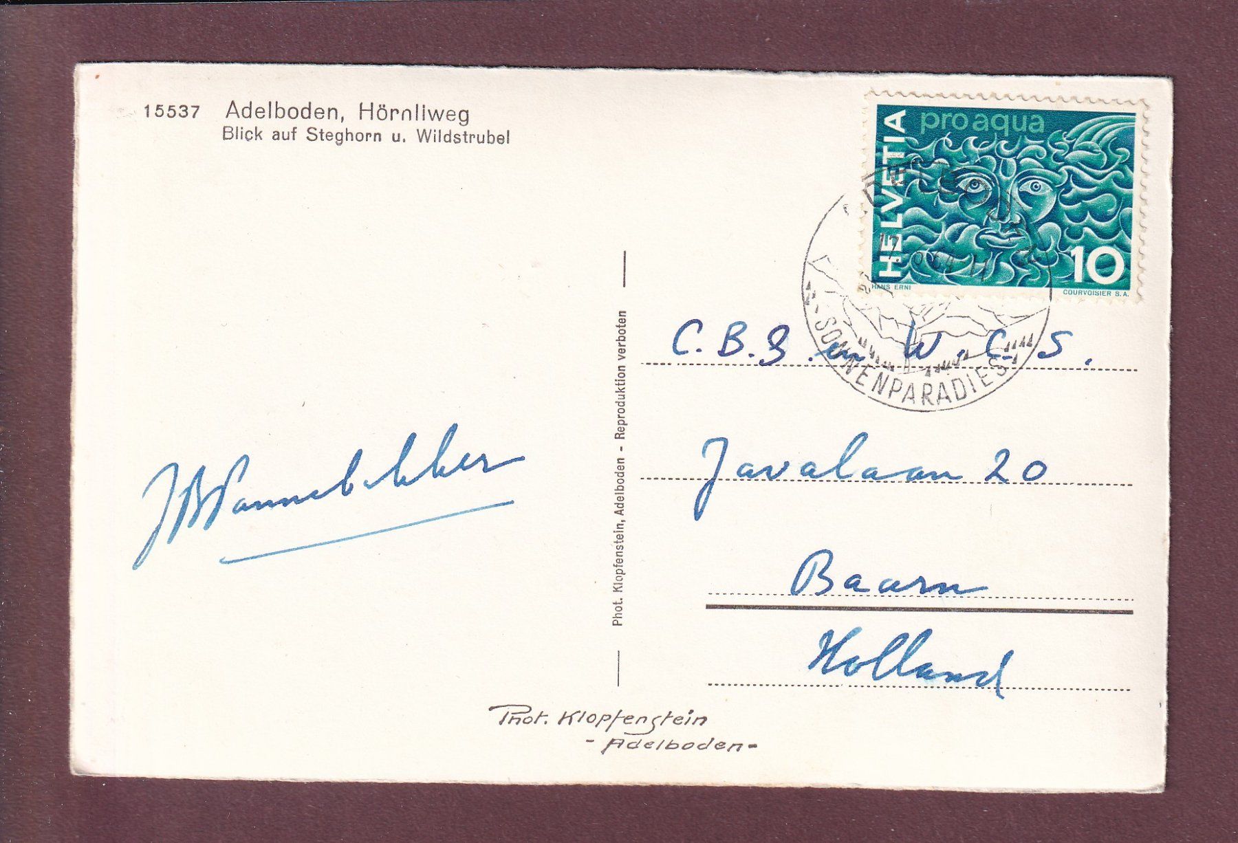 Cartoline postali: ADELBODEN - Hornliweg - 1964 – Usato da Pully venduto da nicecards 1