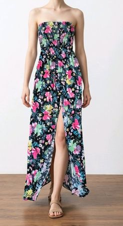 Bandeau Maxi Kleid Gr. S H&M Boho Hippie Coachella floral