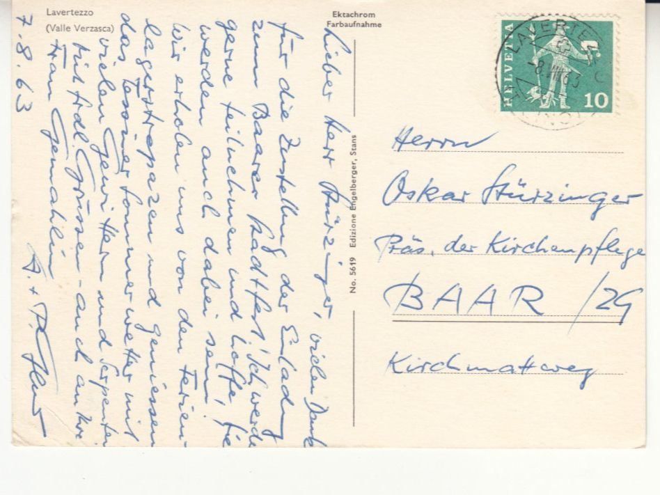 Ansichtskarten: Lavertezzo 1963 – Gebraucht aus Bürglen TG von StampGraf 1
