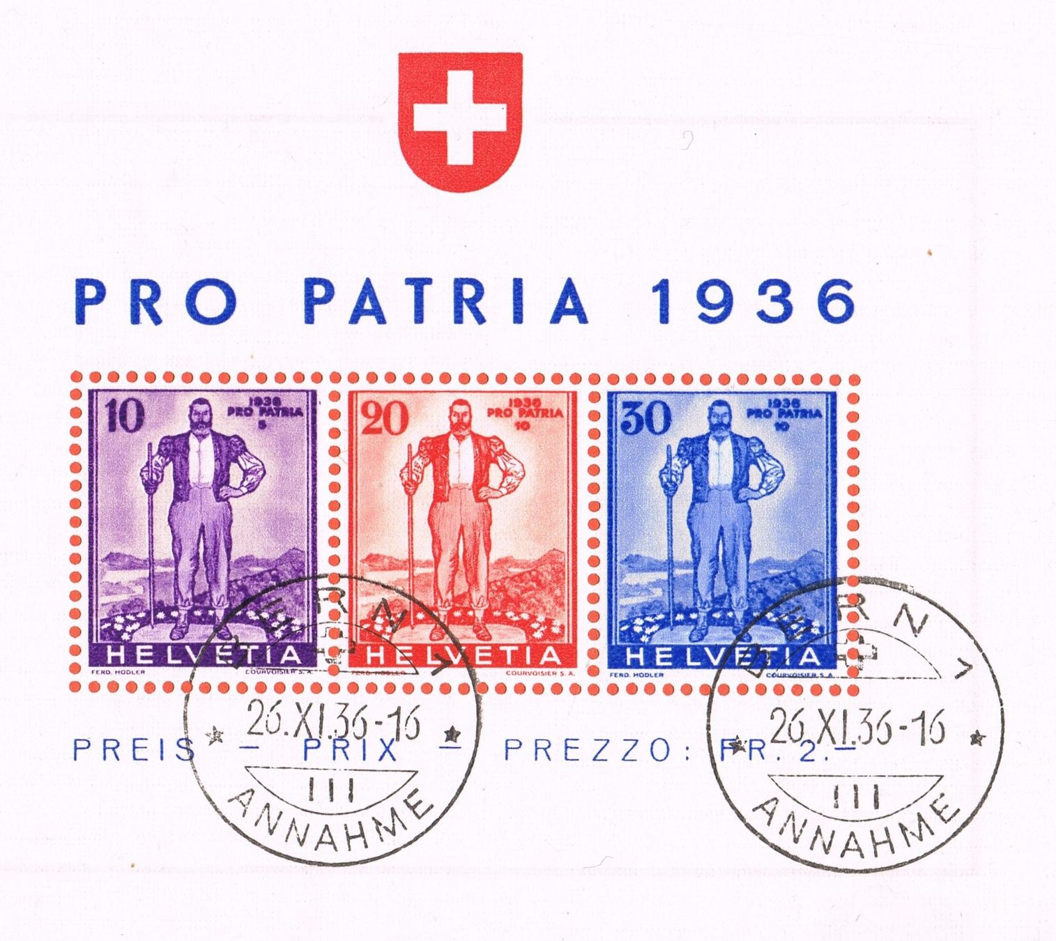 Alle Briefmarken: Pro Patria Blockbogen 1936 – Gebraucht aus Biberstein von Jura39 1