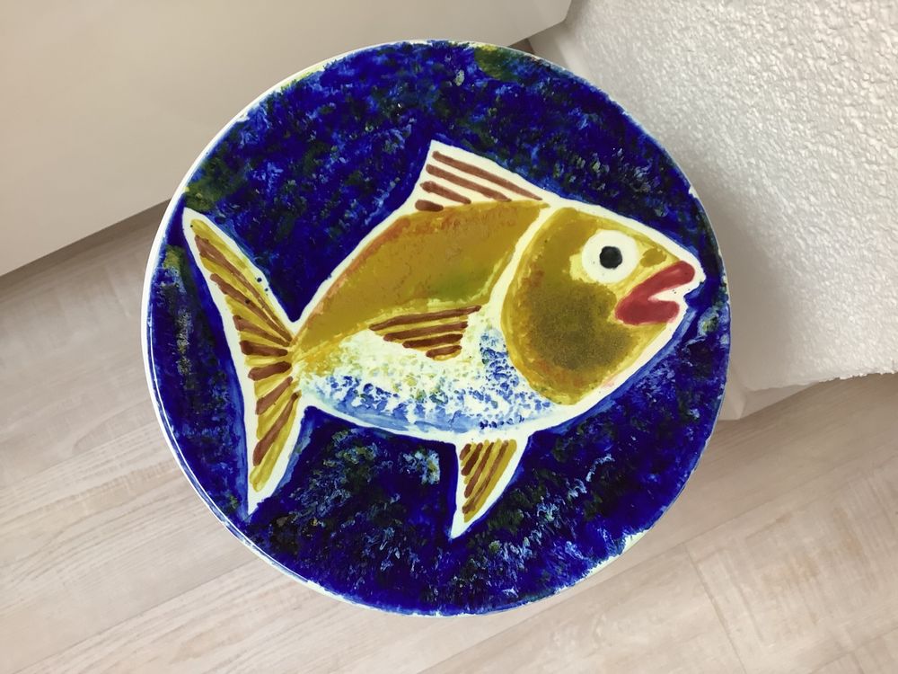 Assiette Vintage Poisson Proceram - 25cm, Céramique Verte, Passe Lave-vaisselle, Occasion