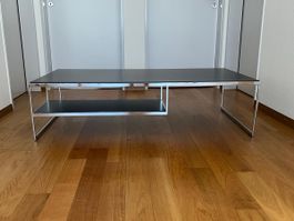 Salontisch mit Ablage Chrom Glas Schwarz