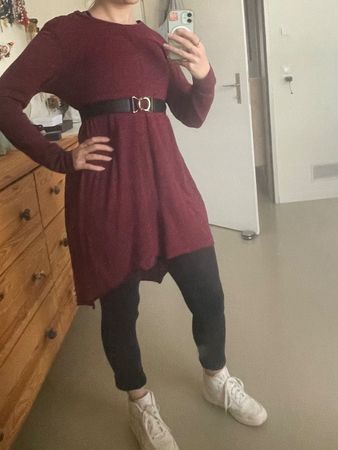 Robe/tunique - Kleid/Tunika bordeauxrot meliert Gr. M