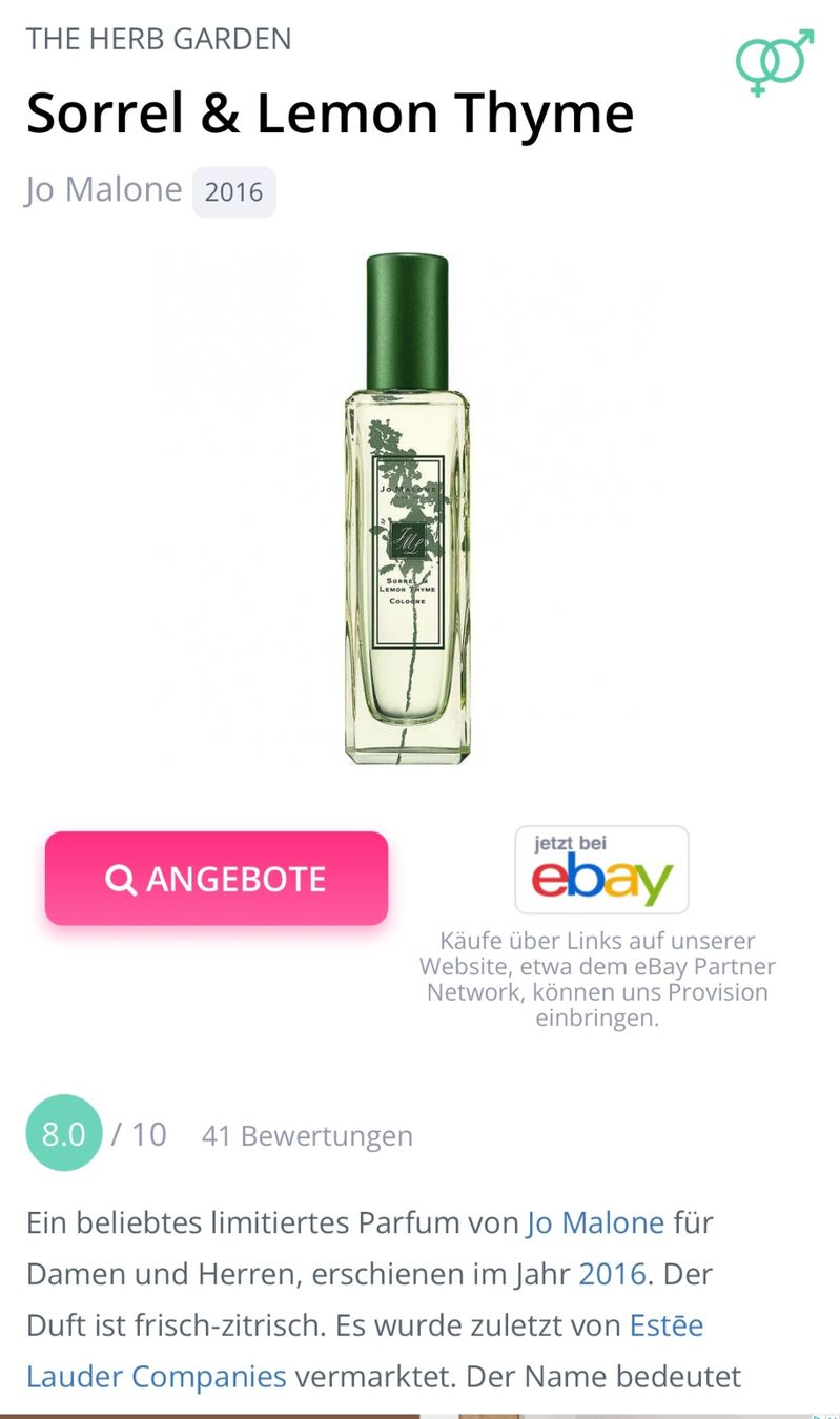 Jo Malone Profumi & Eau de Toilette: Jo Malone Sorrel & Lemon Thyme Cologne Duftprobe 2ML – Usato da Zürich venduto da deruja 2