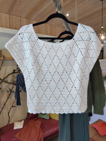 Cini Knits crop top baumwolle creme-weiss S-M