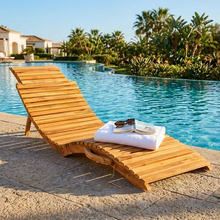 Teak Liegestuhl für Garten, Pool oder Ferien