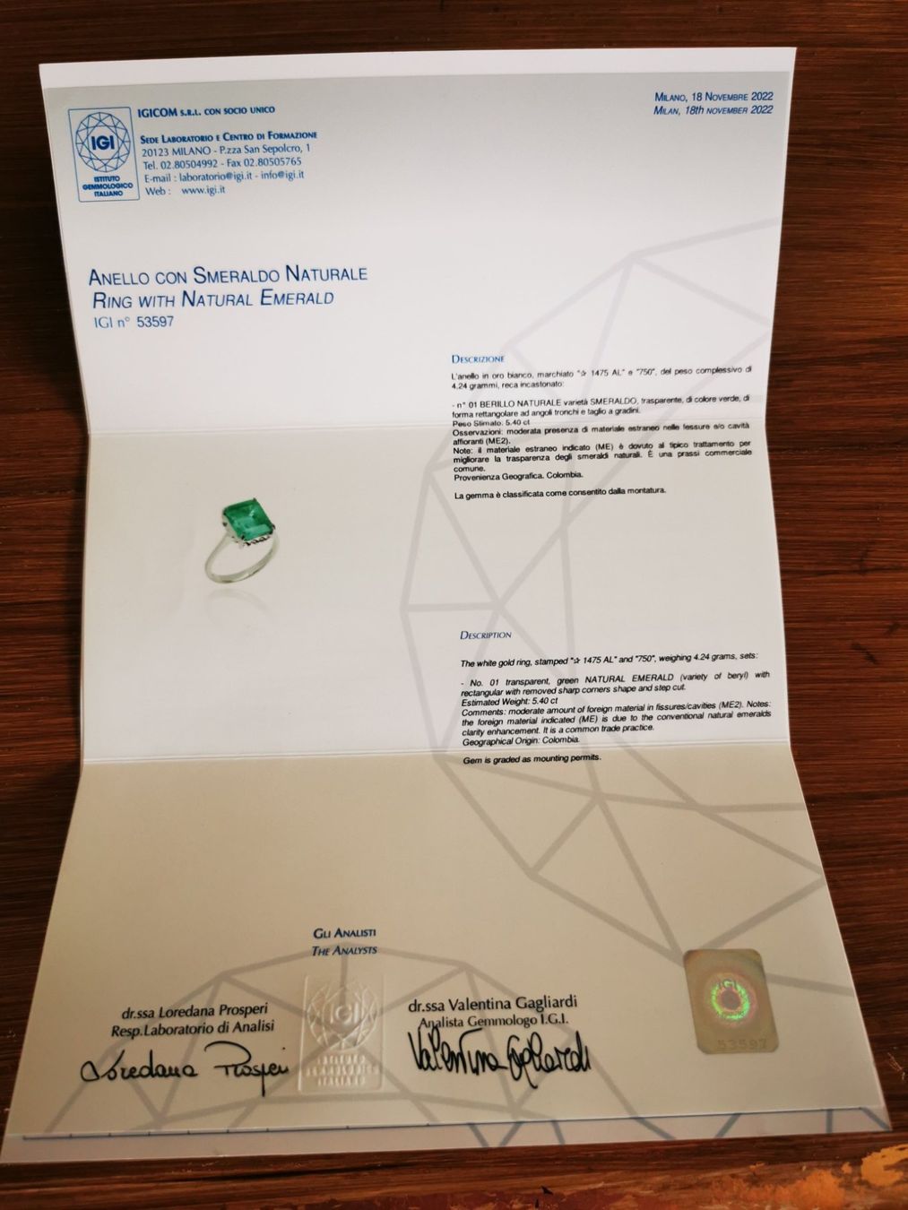 Ringe: Anello 18k Smeraldo Colombiano – Neu (gemäss Beschreibung) aus Brissago von Kri_2k8j 9