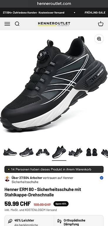 Scarpe da uomo: Henner ERM 80 - Sicherheitsschuhe mit Stahlkappe – Usato da Ostermundigen venduto da Persik