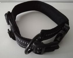 Hundehalsband S Schwarz gepolstert weich + reflektierend