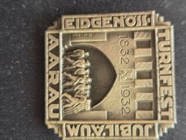 Eidg. Turnfest Aarau 1932 Jubiläum Medaille Abzeichen Badge