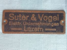 Blech Schild Suter & Vogel Elektr. Unternehmungen Luzern