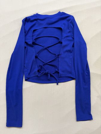 Haut Bleu Dos Nu Manches Longues Taille M