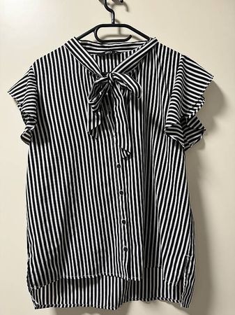 ONLY Damenbluse Gr. 38 gestreift Kurzarm Schleife schwarz...