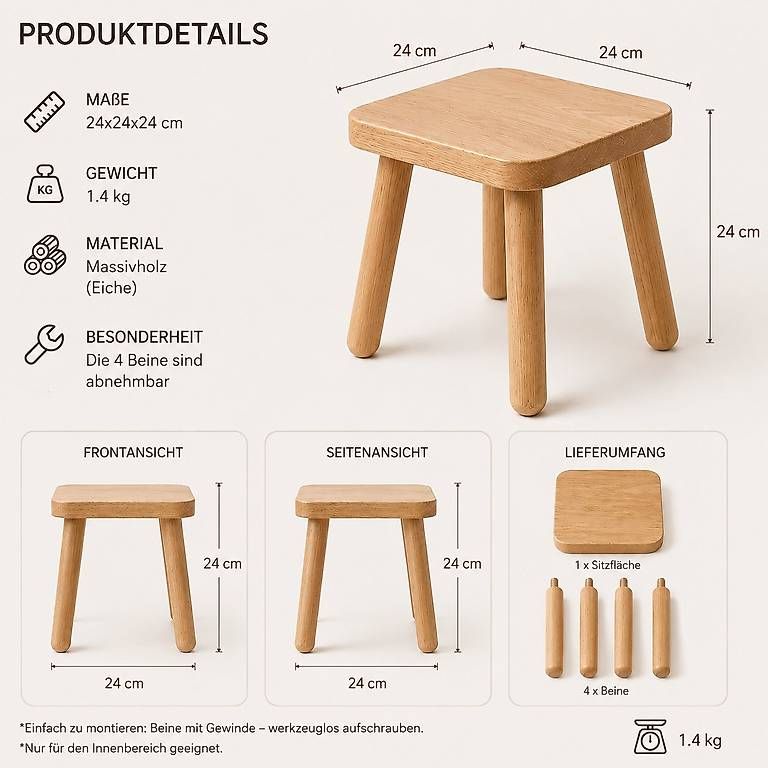 Hocker: Norvia Holzhocker  Quadratisch – Gebraucht aus Volketswil von NORVIA 4