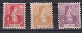 R31) Lot Helvetia 104 - 106, mit Gummi ohne Falz,