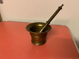 Antike Mörser mit Stössel,Massiv Messing
