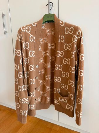 GUCCI Cardigan braun beige GG Muster Grösse S