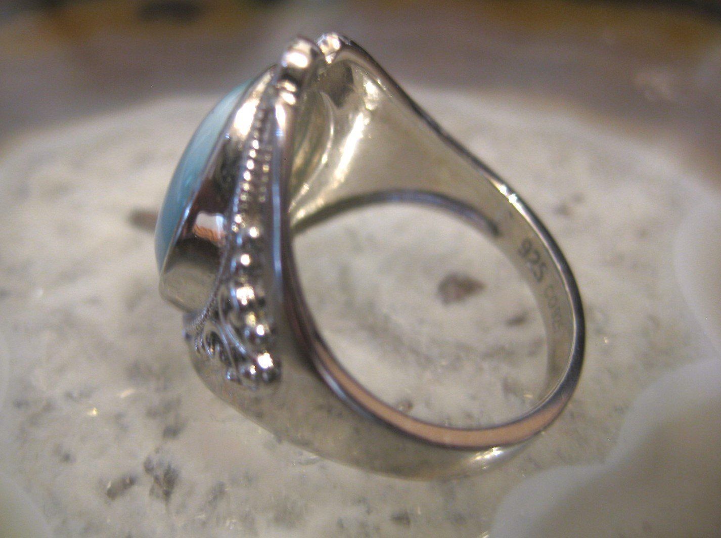 Ringe: HANDGEM. 925° PLATINUM PLÄITID LARIMARST.RING MP DM 18,5; 19 – Neu (gemäss Beschreibung) aus Weiningen ZH von actera 3