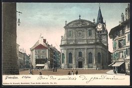 AK Yverdon, L'Eglise, 1904