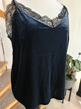 Carmakoma Top Samt Spitze XXL 48 50 dunkelblau