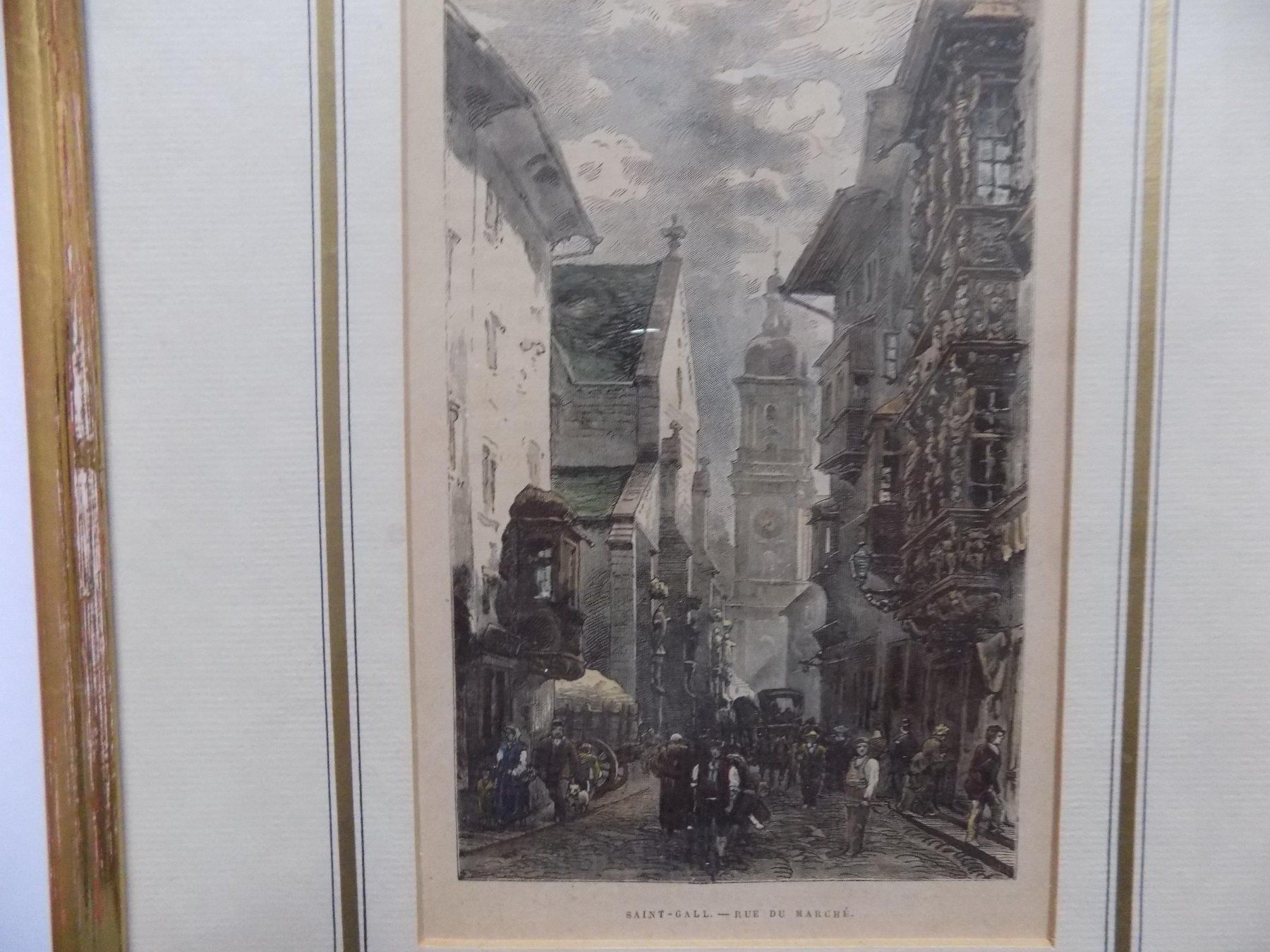 Incisioni: St. Gallen Marktgasse Goldrahmen – Usato da Risch venduto da Antikfee 1