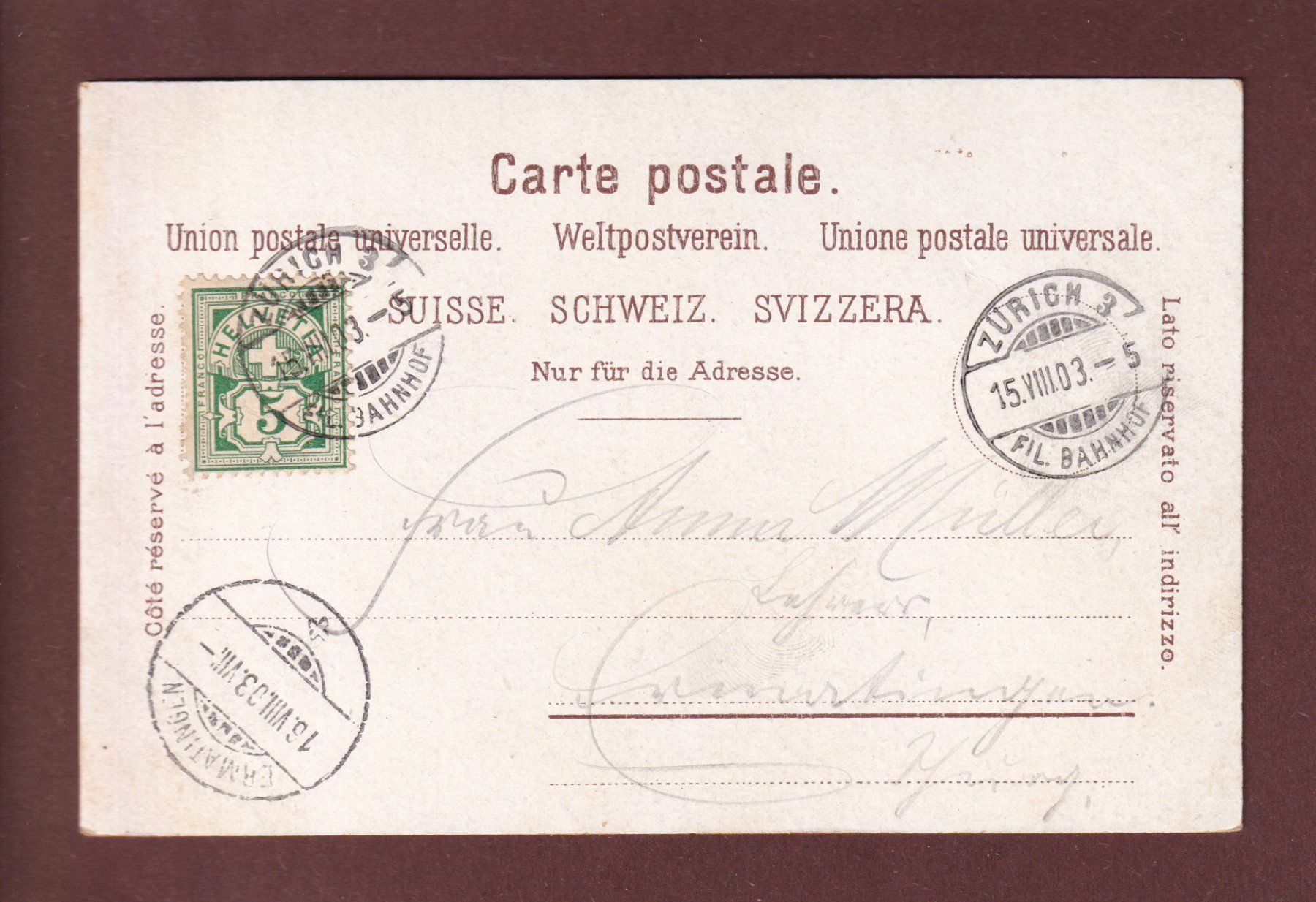 Ansichtskarten: ZÜRICH - Landesmuseum - 1903 – Gebraucht aus Pully von nicecards 1