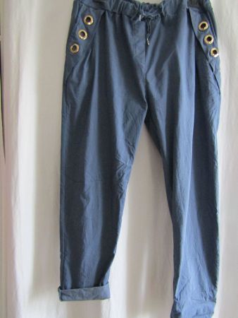 Gr. 48/56, Stretch-Crash-Hose in Taubenblau, LaBass, Taschen