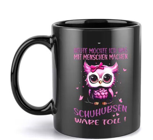 Tazze: Schwarze Tasse mit Eule,  witziges Design! – Nuovo e nell'imballaggio originale da Reinach BL venduto da Deinfashion