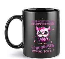 Schwarze Tasse mit Eule,  witziges Design!