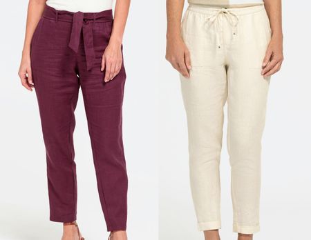 2 für 1: neue Bonita Leinen Hose, Gr 40, weinrot, beige