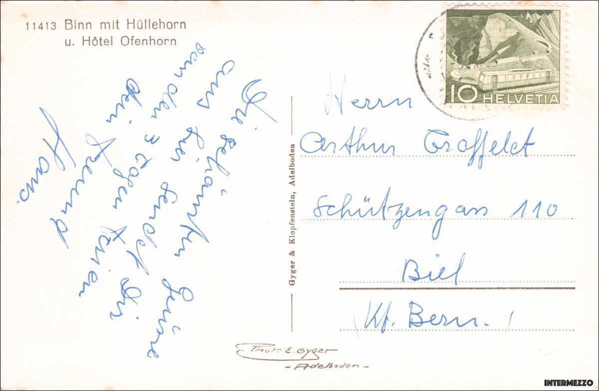 Cartoline postali: Binn VS // Hüllehorn 1955 – Usato da Basel venduto da intermezzo12 1