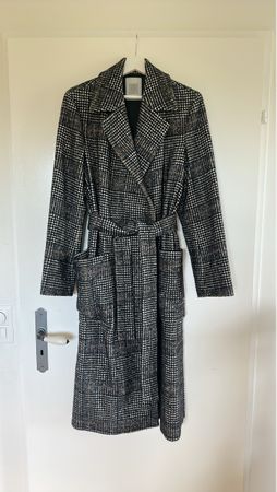 Manteau long à carreaux, style classique S 
