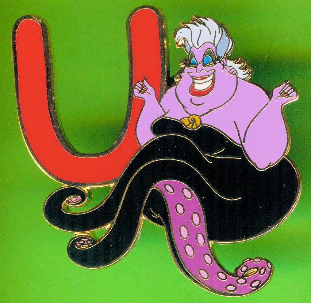 Disney Placchette & Badge: DISNEY  Alphabet    URSULA  " U " – Usato da Winterthur venduto da Sammleroase