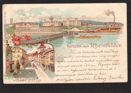 #Lithografie Gruss aus Rheinfelden , gel. 1899