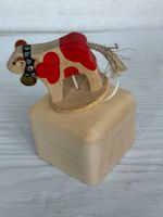 Trauffer Holz Kuh rot Spieluhr Musikdose rar selten